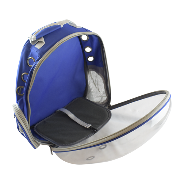 MOCHILA TRANSPARENTE P/MASCOTAS AZUL