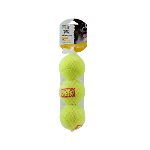 JUGUETE PELOTA MED DE TENIS C/SQUEAKER - 3 PZ