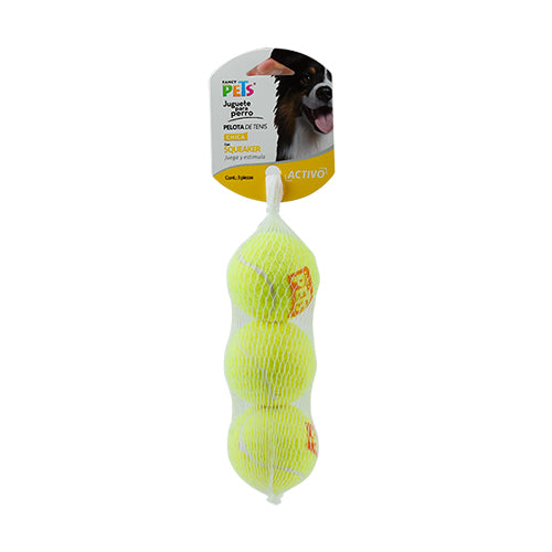 JUGUETE PELOTA CH DE TENIS C/SQUEAKER - 3 PZ