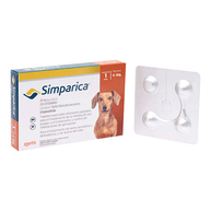 Simparica 20 mg 1 tab 5 a 10 Kilos/ Zoetis / Antiparasitario externo contra pulgas, garrapatas y sarnas