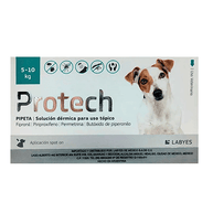 Protech Perros 5 - 10 kg / Labyes / Antiparasitario externo para el control y prevención de pulgas, garrapatas, mosquitos y flebótomos en perros