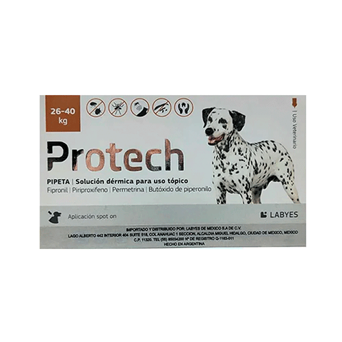 Protech Perros 26 - 40 kg / Labyes / Antiparasitario externo para el control y prevención de pulgas, garrapatas, mosquitos y flebótomos en perros