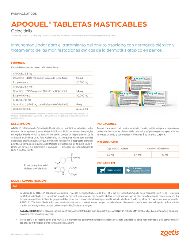 Apoquel Masticable 3.6 mg con 20 tabletas