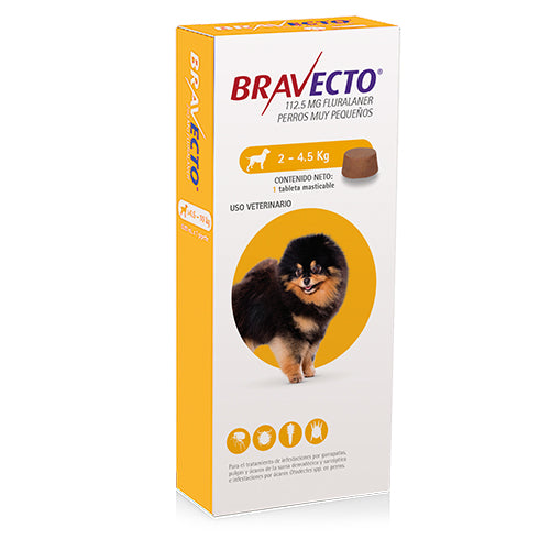 Bravecto 112.5 mg 1 tab. a 4.5 K 3 meses Amarillo