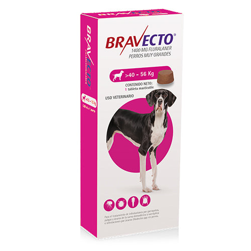 Bravecto 1400 mg 1 tab. 40 a 60 K 3 meses Rosa