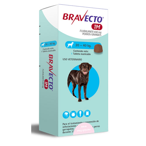 Bravecto 400 mg 20 a 40 K 1 Mes Azul