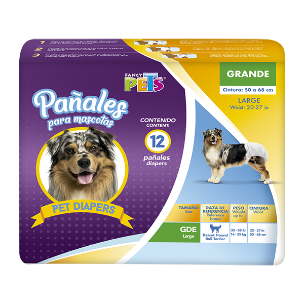 PAÑALES GDE P/PERRO - 12 PZ