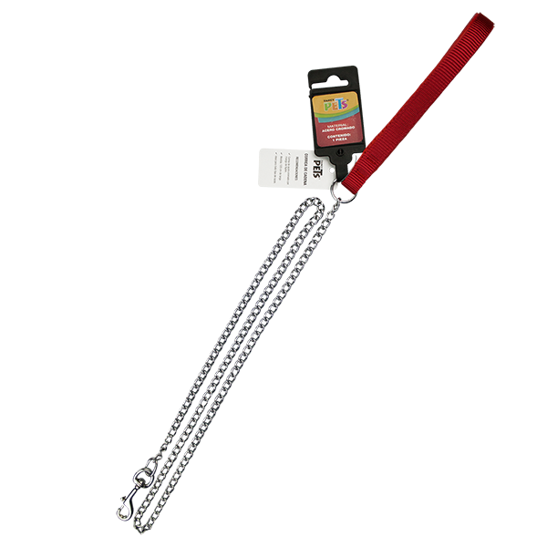 CORREA ROJA C/CADENA METALICA (2.0 MM) 120 CM