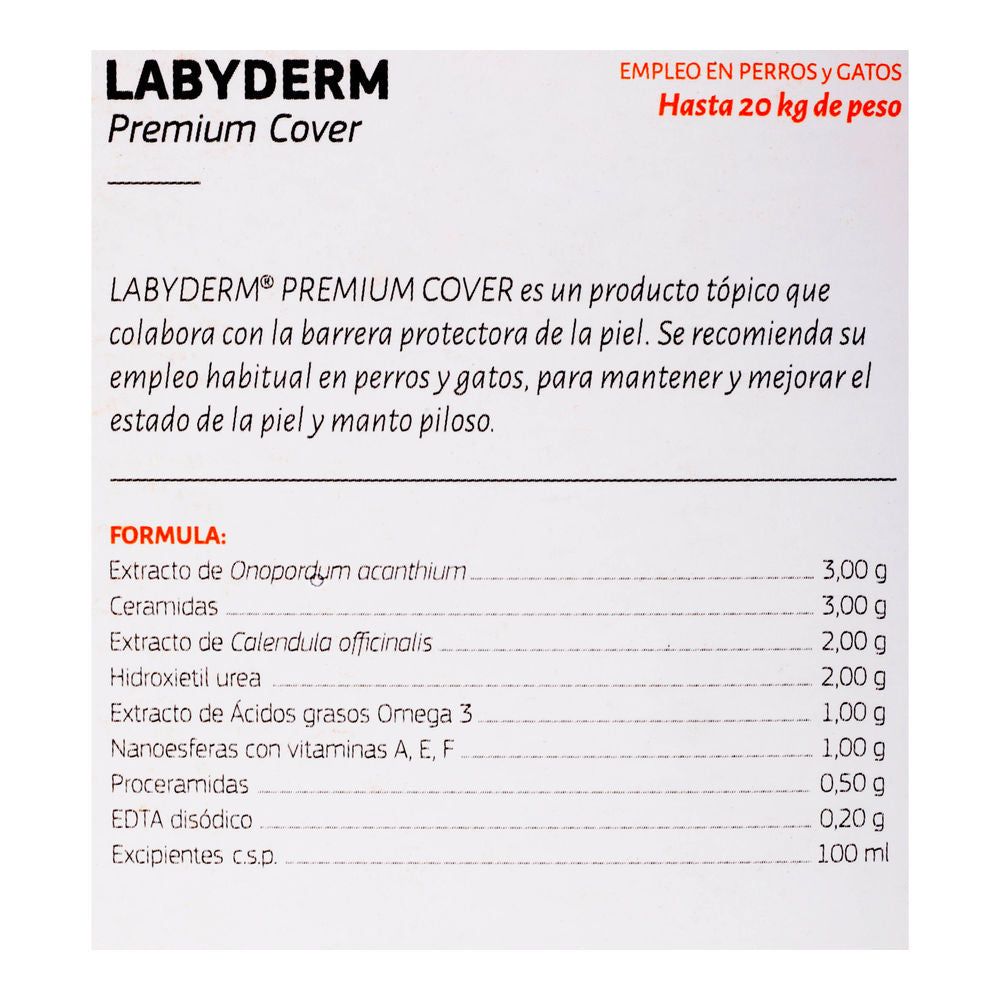 Labyderm Premium Cover 2 ml / Labyes / Ampolleta para reparar el daño en la piel de mascotas