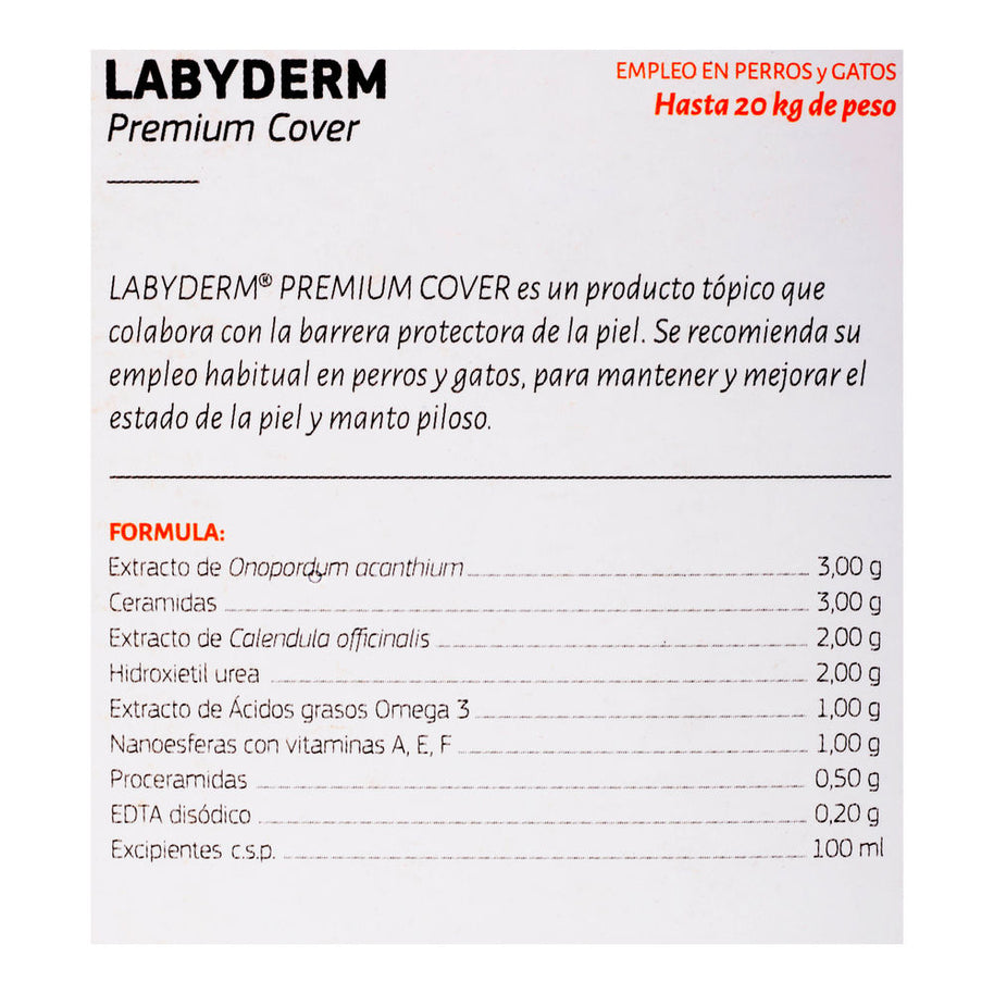 Labyderm Premium Cover 2 ml / Labyes / Ampolleta para reparar el daño en la piel de mascotas