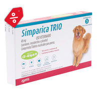 Simparica TRIO green 20.1-40 kg 3 tabs/ Zoetis/ Antiparasitario que elimina pulgas y garrapatas, parásitos gastrointestinales y previene la enfermedad por gusano del corazón