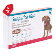 Simparica TRIO brown 40.1-60 kg 3 tabs/ Zoetis/ Antiparasitario que elimina pulgas y garrapatas, parásitos gastrointestinales y previene la enfermedad por gusano del corazón